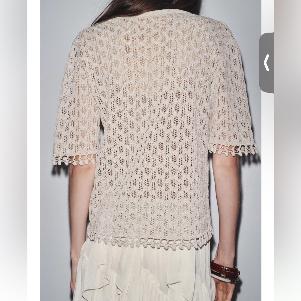 Zara Pointelle Knit Cardigan - NEW WITH TAGS - Picture 4 of 6